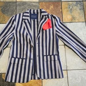 Janie And Jack Boys  Seersucker Blazer,  Sz 10 (Hanky NOT included)